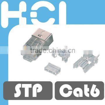 Made inTaiwan RJ45 8P8C Cat6 Shielded STP Gold Plated Modular Plug