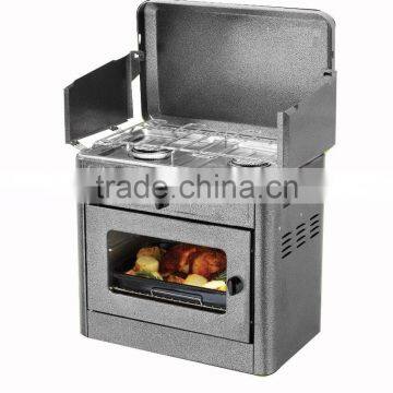 Outdoor garden camping dual burner BBQ grill with oven