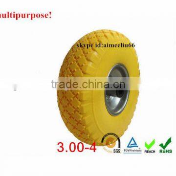 wheelbarrow yellow pu foam tires 3.00-4