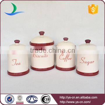 Hot sale ceramic biscuit tea sugar and coffe jars factory