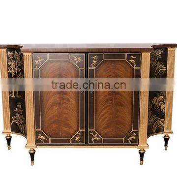 Vintage Style Carved Wooden Curio Cabinets, Hand Painting Console Cabinet, Classical Wood Side Cabinet For Living Room photo-4