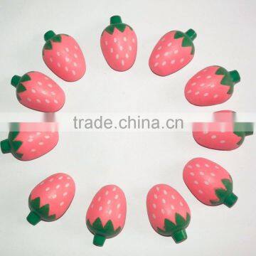 Hand Painted Flat Wood Strawberry Stick On