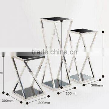 Newest Model Black Glass Console Table Set With Stainless Steel Base For Sale photo-6