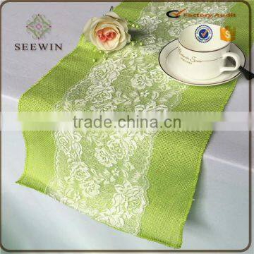 Hessian Burlap With Lace Table Runner / Wedding Decoration Table Runner photo-4