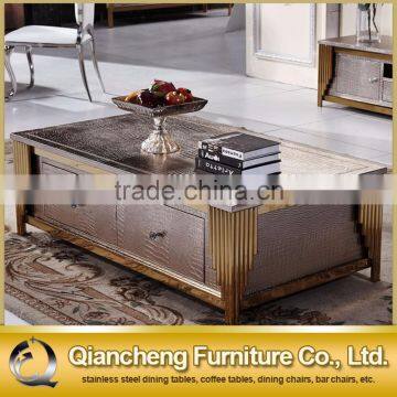 luxury Dubai design golden stainless coffee table set