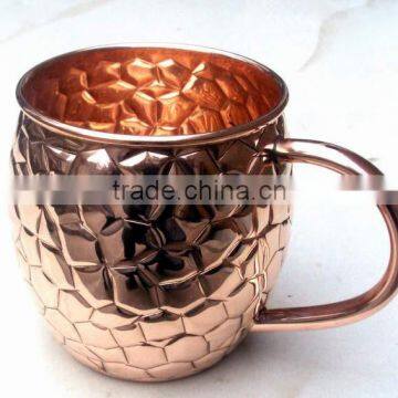 BPA FREE EMBOSSED FINISH BARREL SHAPE 100% PURE COPPER MOSCOW MULE DRINKING MUG photo-3