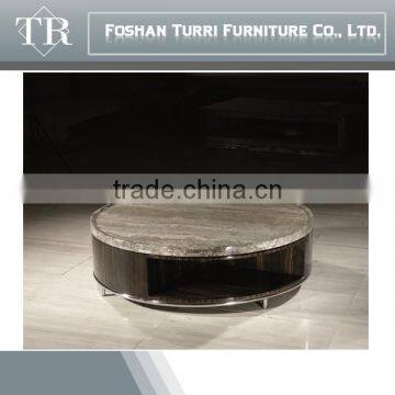 Modern Black Hand Craverd Travertine Top End Table photo-4