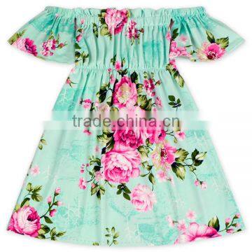 Ruffle Summer Rose Floral Off-Shoulder Flutter Sleeve Dress photo-2