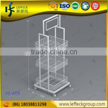 Portability 3 layers wire grocery store furniture for grocery display