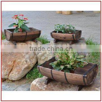 Wooden Flower Planter Boxes Flame Burnt Finish