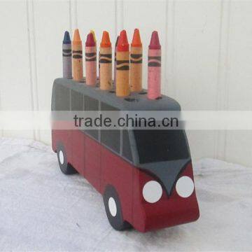 Hot sell wooden Bus Pencil Crayon Holder Man or Boys Gift Teacher Gift made in China