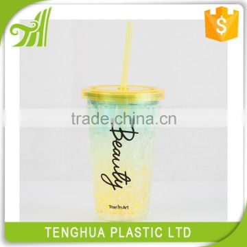 Plastic Ice Cream Cup With Straw And Lid Water Bottle