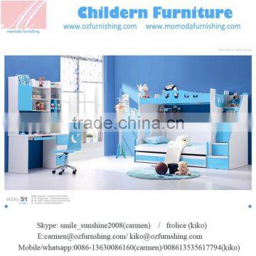 SJS1hot sale kids bedroom furniture kids bunk bed with dragged bed