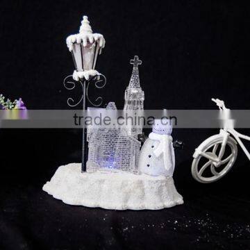 Led Acrylic Christmas Snow Church With Snowman and Tree photo-6