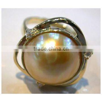 Bowknot Latest Gold Ring Designs Pearl Ring Tahitian Pearl Ring