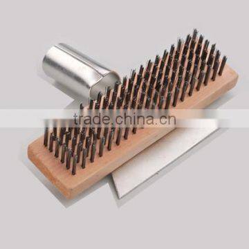 2014 the newest High grade US style file brush wire brush with scraper wooden handle SJIE3034