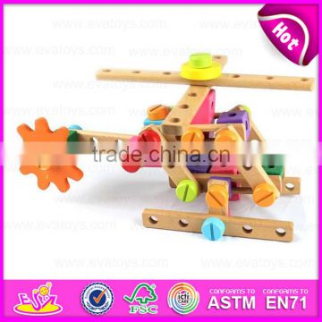 2016 most popular changable screw assemble toy, wooden screw assemble toy W03C013