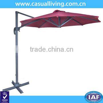 9' Outdoor Patio Umbrella with Tilt and Crank include cross stand - Dark Red