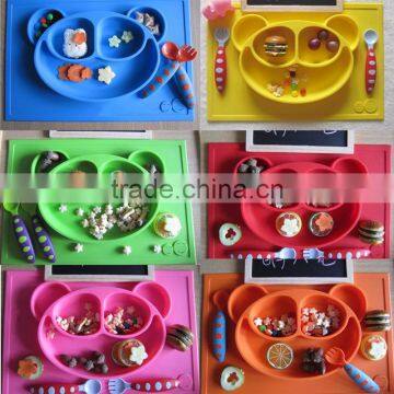 2017 Hot Selling Amazon and Ebay Suction Table Food Tray Placemat Plate Silicone Baby Kids Tray photo-6