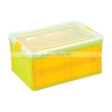 Plastic folding box crate