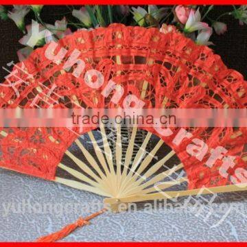 Handmade embroidery lace wedding fan for bridal