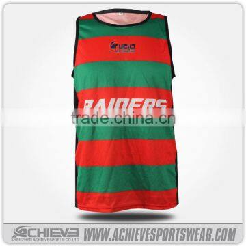 New style custom printed stripe rugby singlet