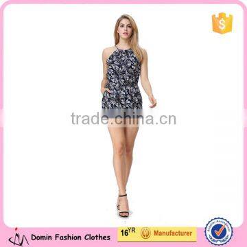 New Arrived Fashion Halter Neckline Print Women Playsuit/Jumpsuits