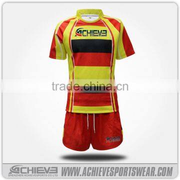 professional custom sublimated plain rugby jerseys/ plus size rugby shorts