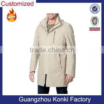 Men's Stone Hooded Raincoat With Removable Lining