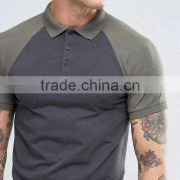Guangzhou Raglan Short Sleeve Button Placket Dark Grey Men's Cotton Spandex 200gsm Casual Anti Shrink Slim Fit Polo Neck T-Shirt photo-3