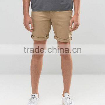 2016 High Quality Latest Custom Five Pocket Men's Khaki Slim Fit 100% Cotton Stretch Denim Concealed Fly Casual Plain Hot Shorts