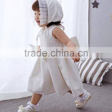 Baby Clothes Wholesale Hot Sale Chiffon Cheap 2017 Baby Clothing Children's Boutique Sleeveless Summer White Flower Girl Dress photo-3