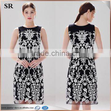 mesh embroidery ladies casual lace dresses