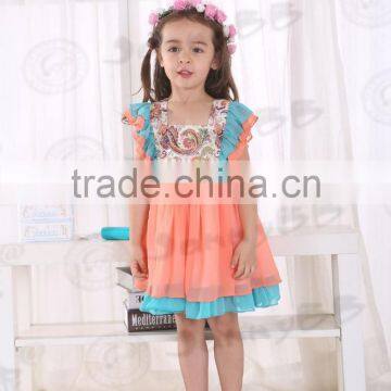 Coral Chiffon Fashion Girls' Dress