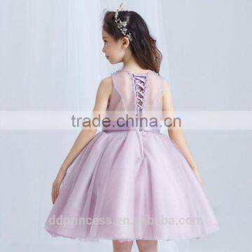 Best Quality Purple Handmade Decoration Girl Party Wear Western Dress photo-5