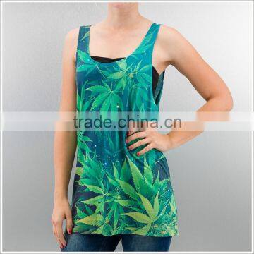 Guangzhou Custom Mens And Womens Vest Heat Transfer Leaf Couples Tank Top photo-3