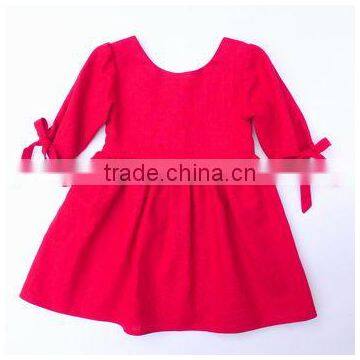 Girls Red Christmas Dress Kids Long Sleeve Cotton Dress photo-2