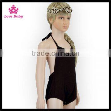 2016 Black Romper With Leopard Shorts Simple Design 3pcs Set Infants Rompers Suit photo-3