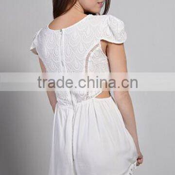 Runwaylover 5056 O-neck Sexy Corchet Lace Hollow Out Waist Playsuit photo-2