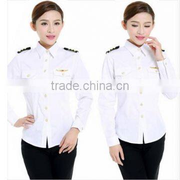 China Wholesales Short Sleeve White Airport Lady Aviator Shirts photo-3