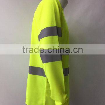 100%polyester hi Vis Rib Collar Long Sleeve Wicking High Visibility T-shirt photo-3