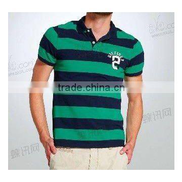 men's high quality striped polo shirts, pique cotton