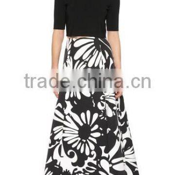 2016 designed for fashion women high waist printed grosgrain skirt slit skirt ladies'maxi skirt OEM