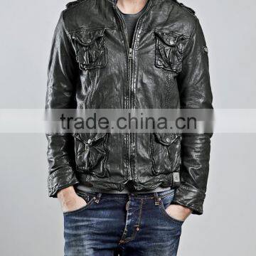 HIGH QUALITY SLIM FIT MEN WASHLOOK LEATHER JACKET photo-2