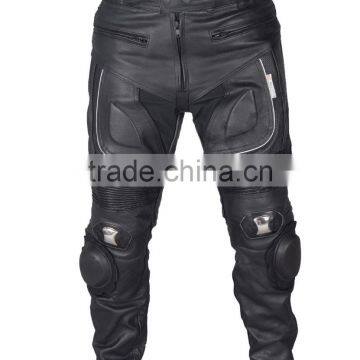 Black Motorcycle Pant/ Motorbike Leather PANT / Trousers + CE Armour to knee & hips