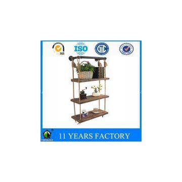 Industrial 61cm Wide 3 Tier Portable Wall Shelves With Rope