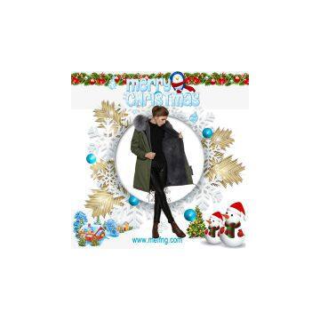 Chirstma New Fashion Raccoon Fur Collar Winter Coat for Wholesale