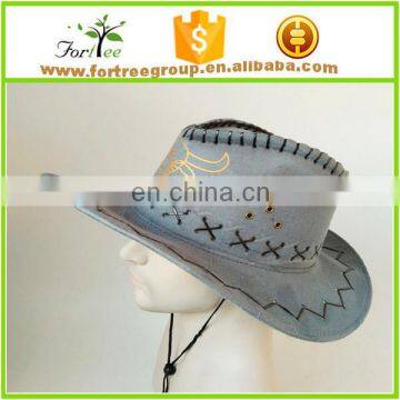 High Quality Wide Brim Leather Cowboy Hats Blanks for Men photo-2