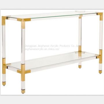 Newest Design Stainless Steel Corner Table Acrylic Console Table Entrance Desk