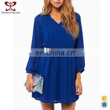 A Forever Fairness Blue Chiffon V Neck Summer Dresses Women